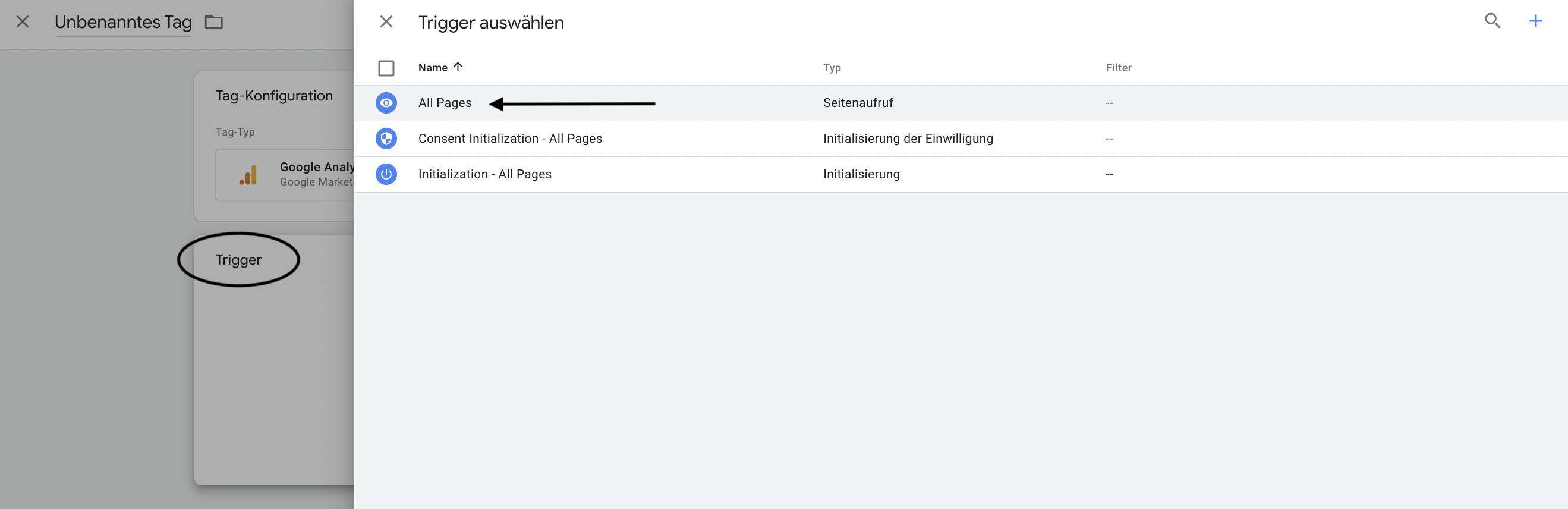 Google Tag Manager Google Analytics 4 Trigger all Pages