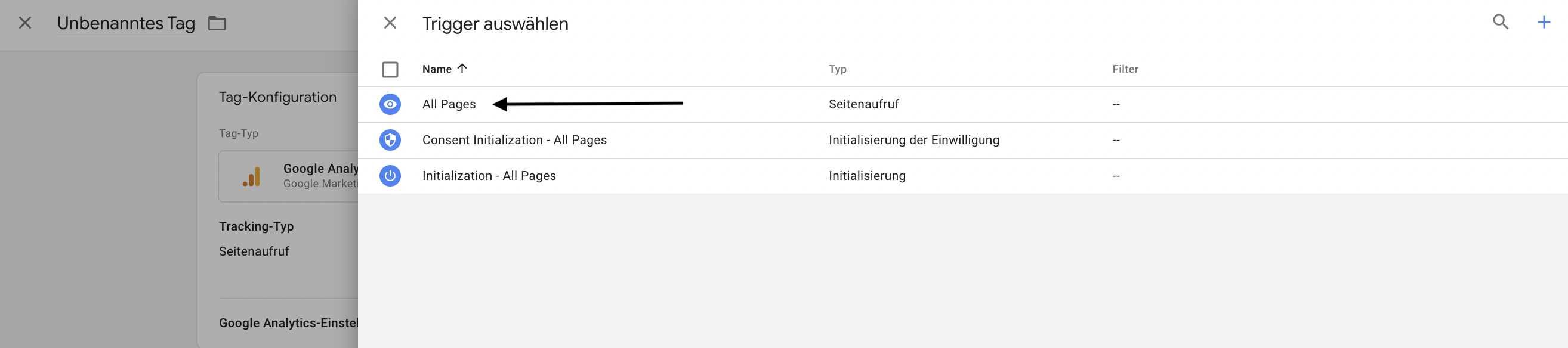 Google Tag Manager Google Analytics Universal all Pages